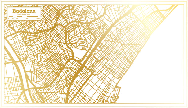 Badalona Spain City Map in Retro Style in Golden Color. Outline Map. vector