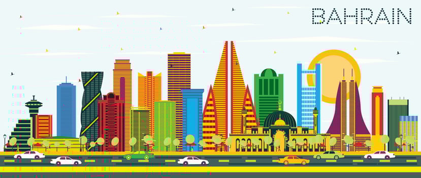 Bahrain City Skyline with Color Buildings and Blue Sky. vector