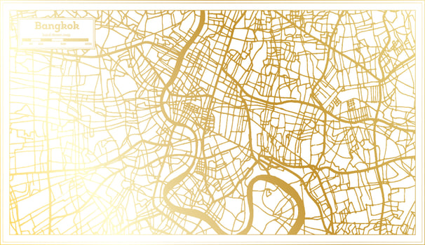 Bangkok Thailand City Map in Retro Style in Golden Color. Outline Map. vector
