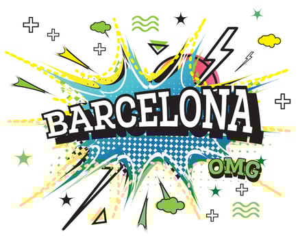Barcelona Comic Text in Pop Art Style Isolated on White Background. vector