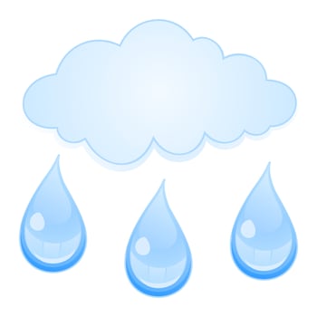 Rain of a drop of water from a blue cloud vector