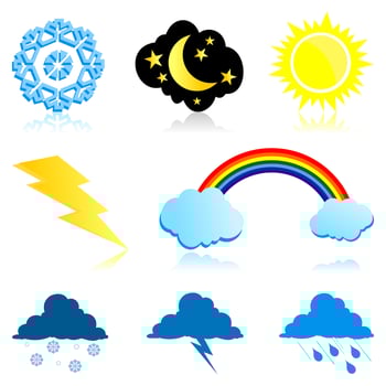 Set of icons weather. A vector illustration