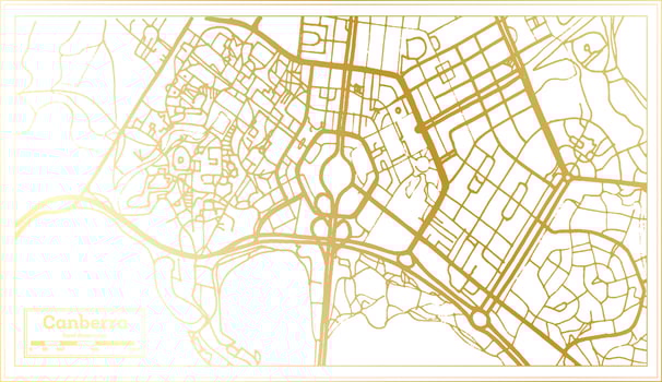 Canberra Australia City Map in Retro Style in Golden Color. Outline Map. vector