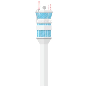 air traffic controller tower isolated in minimal design vector