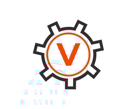 Initial Letter V Gear Logo Design Template. Gear Engineer Logotype vector
