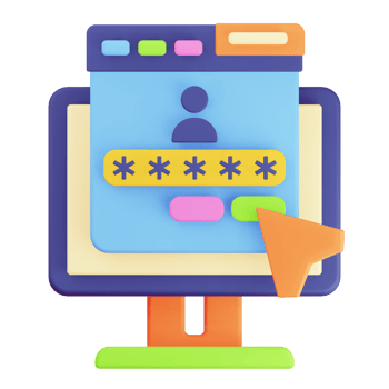 3D Render Monitor and Browser User Login Icon png