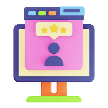 3D Render Monitor and Browser User Review Icon png