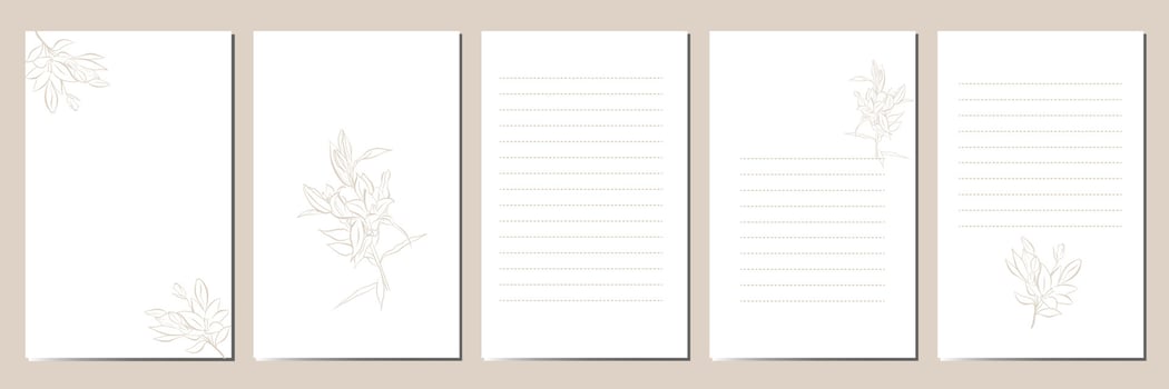Personal diary templates. Vector elegant design.