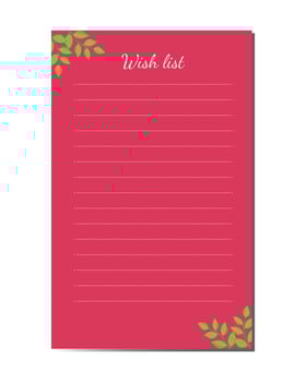 Vector template page personal diary wish list design. Page of a girl's personal diary