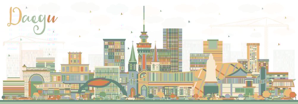 Daegu South Korea City Skyline with Color Buildings. vector