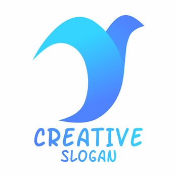 Simple modern bird logo vector isolated illustration. Simple blue bird vector for logo, icon, sign, symbol, design or decoration. Logo letter y blue bird modern