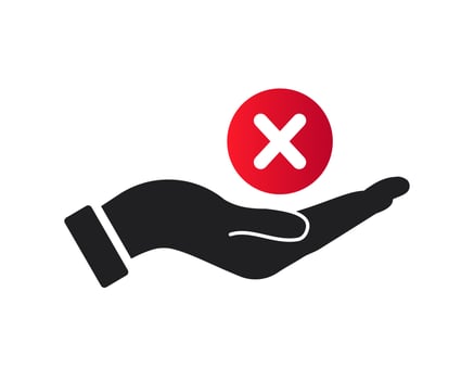 Hand Negative logo design. Cross mark logo with Hand concept vector. Hand and Stop logo design vector