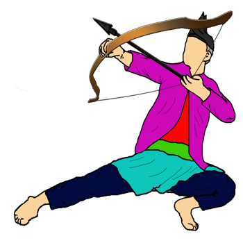 step posing silat archery warrior png