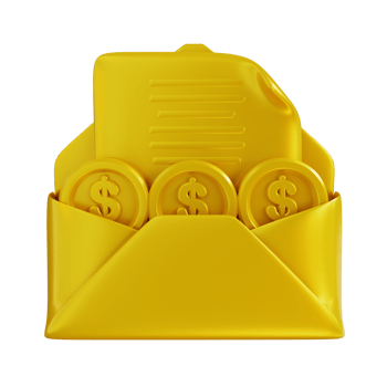 3D Illustration golden bill of payment png