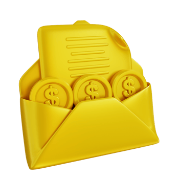 3D Illustration golden bill of payment png
