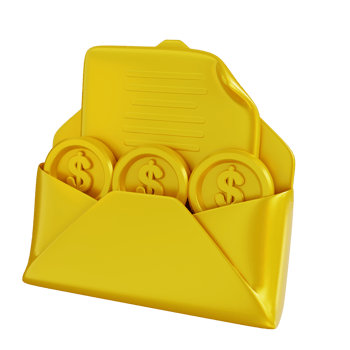 3D Illustration golden bill of payment png