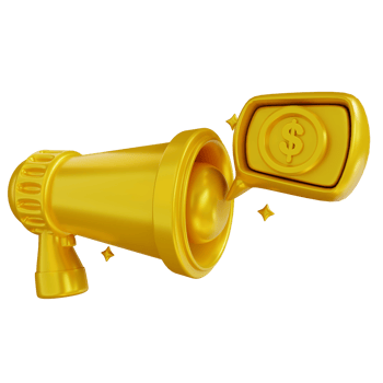 3D Illustration golden megaphone and financial promotion png