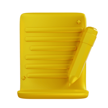 3D Illustration golden write documents png