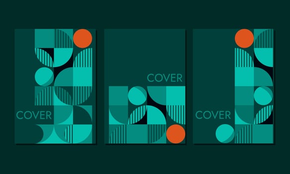 neon green color geometric cover template. Abstract Bauhaus pattern background. vector circle, triangle and square line color art design.