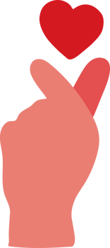 finger heart hand drawn style for valentine day png