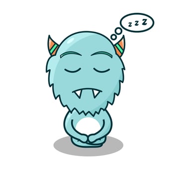 Iluatration Vector Design Sleeping Cute Blue Monster