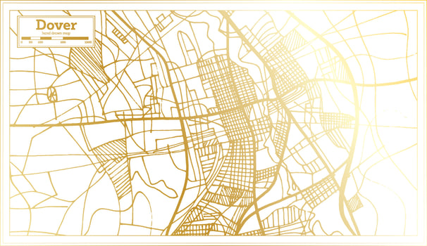 Dover Delaware USA City Map in Retro Style in Golden Color. Outline Map. vector