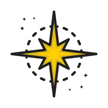 Star Space Icon Cartoon Filled Line Style. Comet Meteor Astronomy Logo Vector Illustration. Space Element Sticker