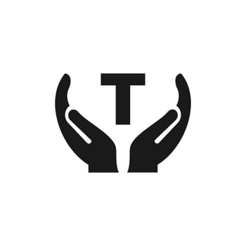 Letter T Giving Hand Logo Design. Hand Logo Design vector