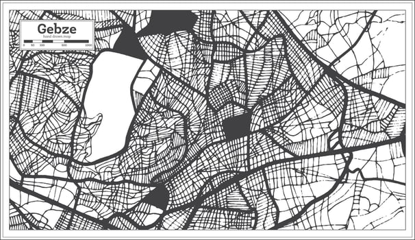Gebze Turkey City Map in Black and White Color in Retro Style. Outline Map. vector