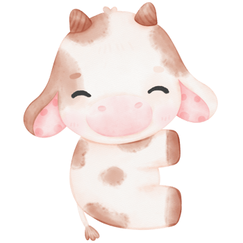 Cute Baby Cow watercolor Illustration png
