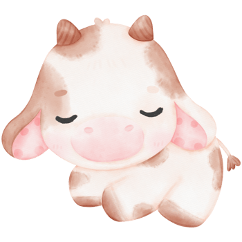 Cute Baby Cow watercolor Illustration png