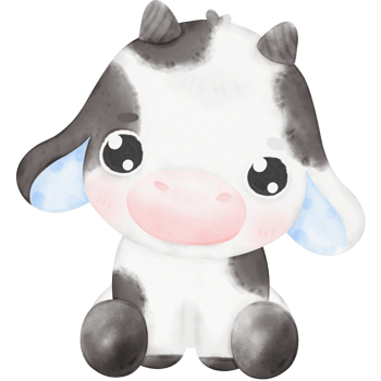 Cute Baby Cow watercolor Illustration png
