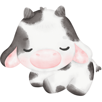 Cute Baby Cow watercolor Illustration png