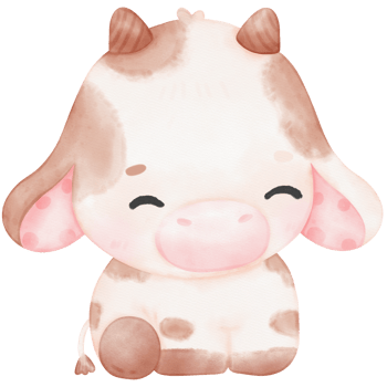 Cute Baby Cow watercolor Illustration png