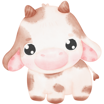 Cute Baby Cow watercolor Illustration png