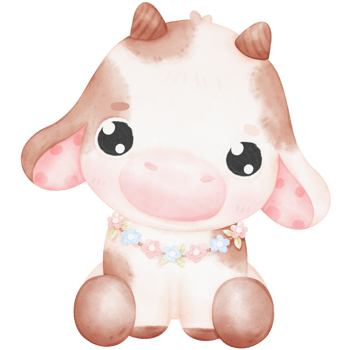 Cute Baby Cow watercolor Illustration png