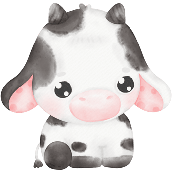 Cute Baby Cow watercolor Illustration png