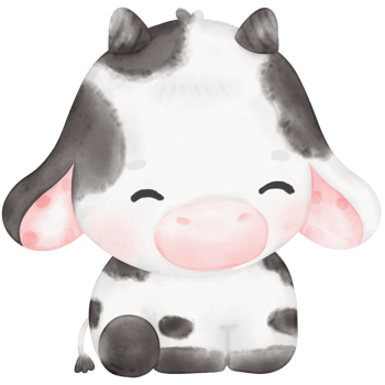 Cute Baby Cow watercolor Illustration png