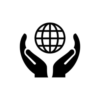 Hand Globe logo design. World logo with Hand concept vector. Hand and World logo design vector