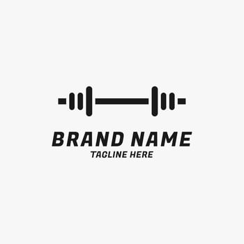 barbell bodybuild fitness logo design vector elegant minimal