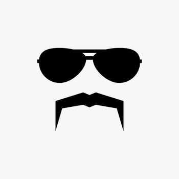Mustache and Glasses icon vector black template