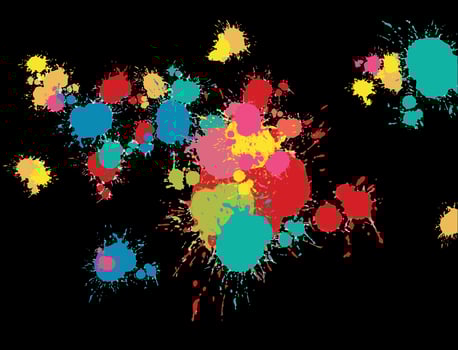 Watercolor splashes. Spot of paint. Colors grunge texture. Splatter of rainbow paint for your design. vector