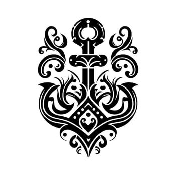 Decorative, ornamental sea anchor. Vector illustration for logo, emblem, tattoo, embroidery, sublimation, laser cutting.