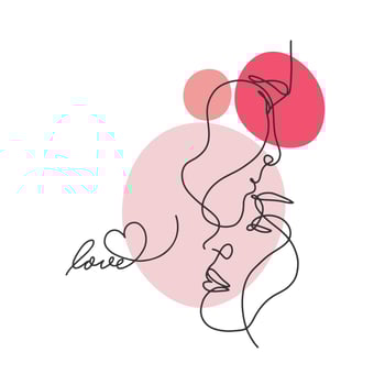 Love, one line drawing, couple in love, fashion, handwritten quote vector