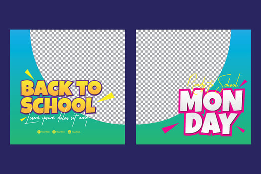 back to school social media pack template vector