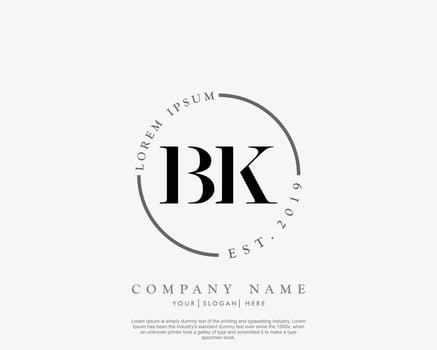 Initial BK Feminine logo beauty monogram and elegant logo design, handwriting logo of initial signature, wedding, fashion, floral and botanical with creative template vector