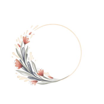 Watercolor decorative Circle floral Frame. Golden Botanical round Wreath with branches, herbs, plants, and leaves. Rustic wedding border png