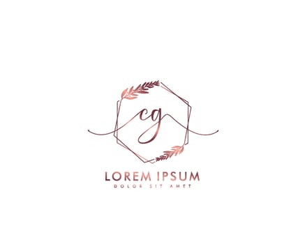 Initial CG Feminine logo beauty monogram and elegant logo design, handwriting logo of initial signature, wedding, fashion, floral and botanical with creative template vector