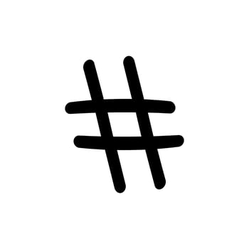 Hashtag icon. Simple style social media agency poster background symbol. Hashtag brand logo design element. Hashtag t-shirt printing. Vector for sticker.