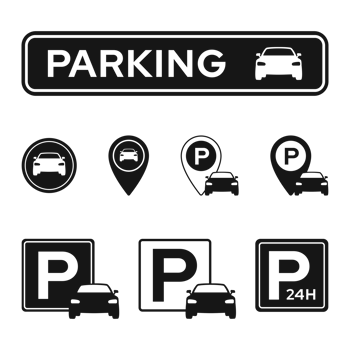 Parking icon set isolated. Collection of Garage parking symbol png